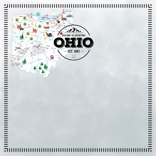 SCRAPBOOK CUSTOMS POSTAGE MAP 12X12 OHIO