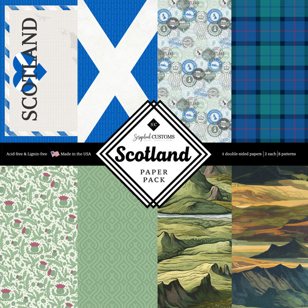 SCRAPBOOK CUSTOMS 12X12 SCOTLAND PAPER PACK