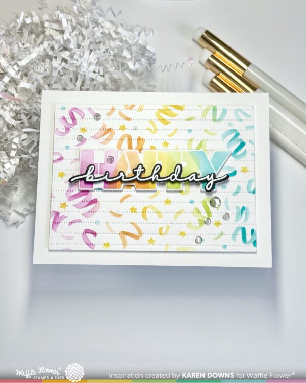 Waffle Flower Stamp & Die Overlapping Happy Additions