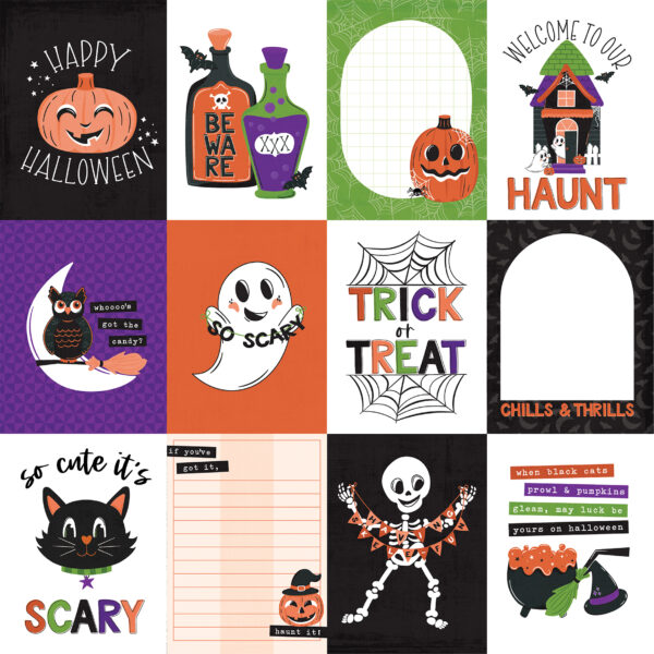 Echo Park Ghosts & Goblins 12X12 3X4 Journaling Cards