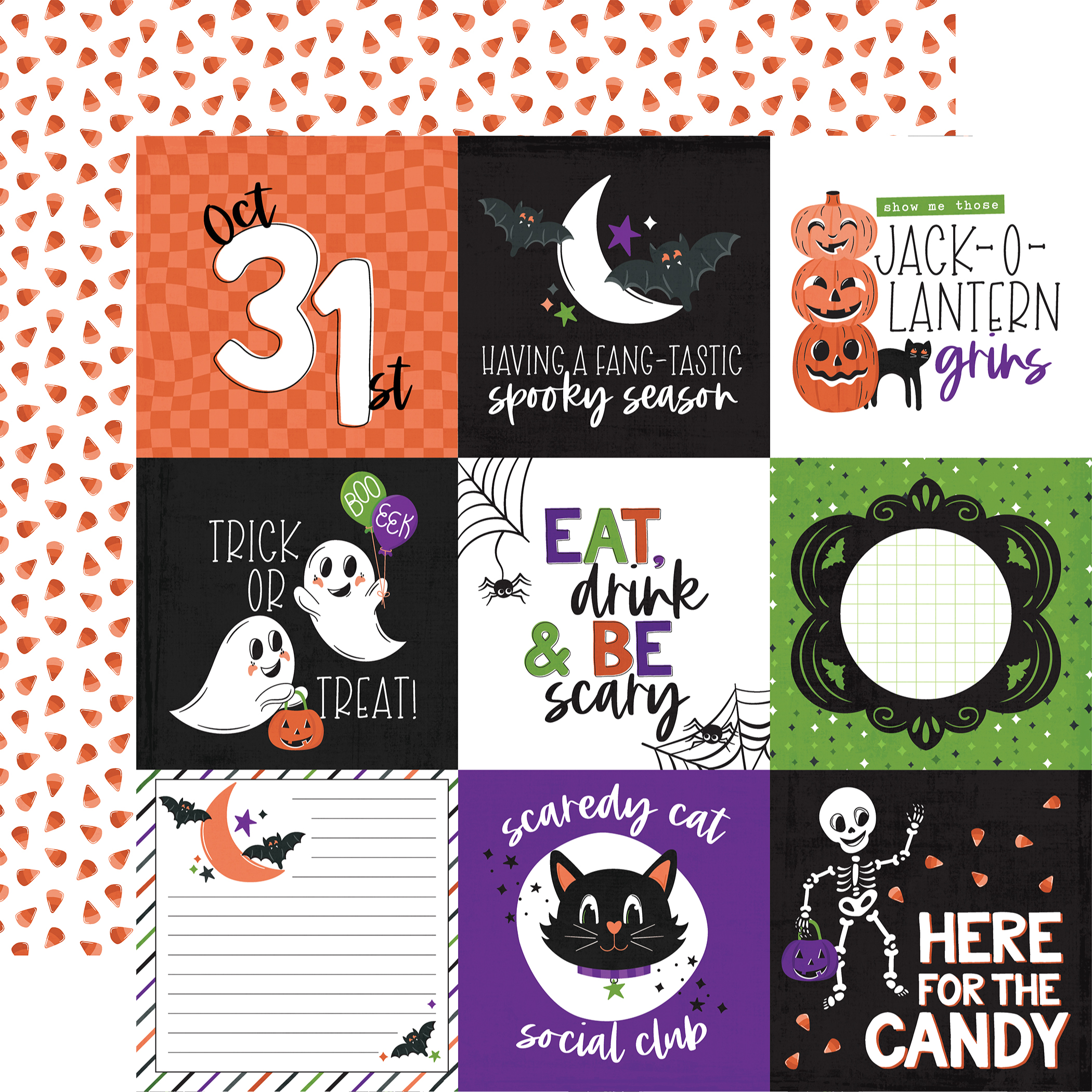 Echo Park Ghosts & Goblins 12X12 4X4 Journaling Cards