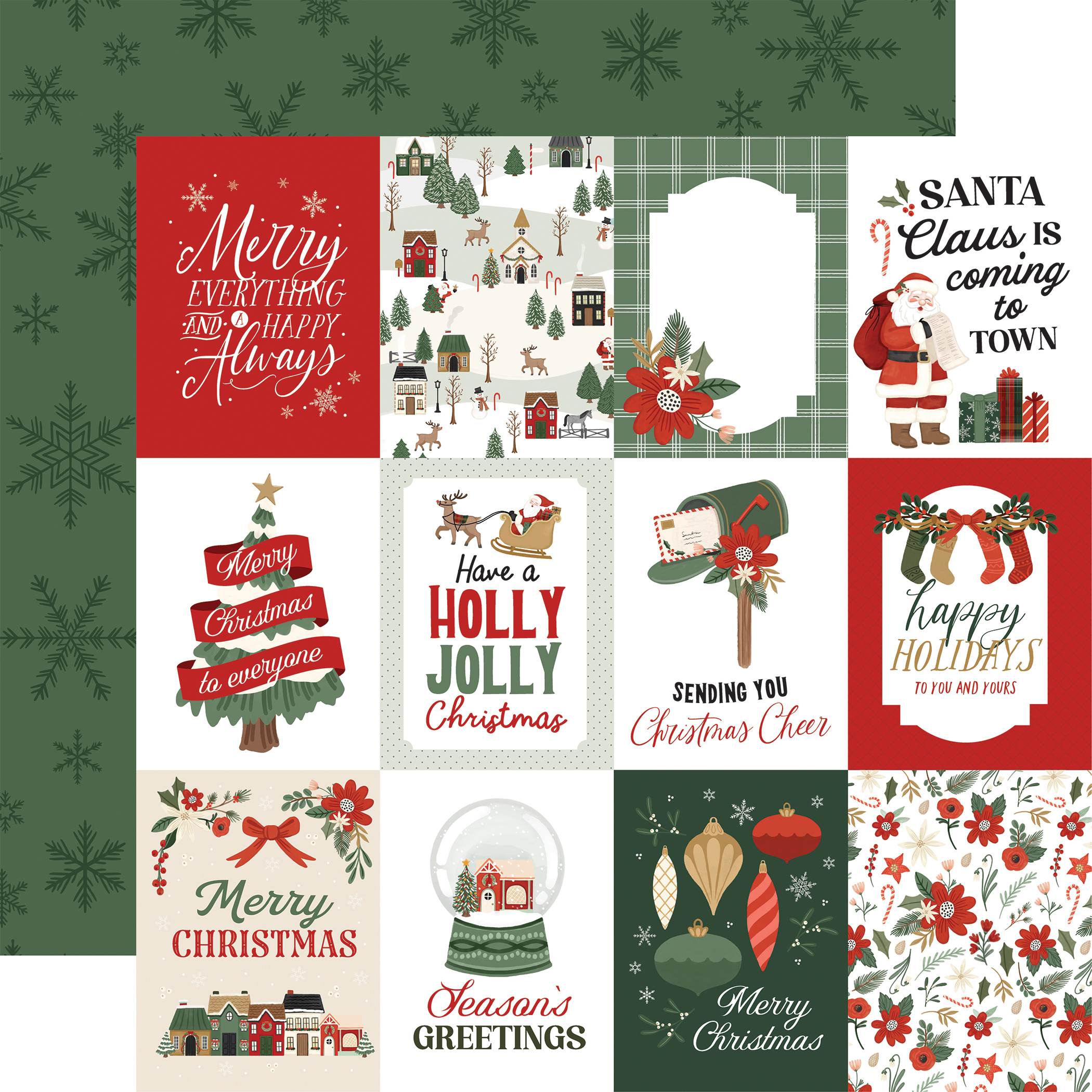 Carta Bella Christmas Village 12X12 3X4 Journaling Cards