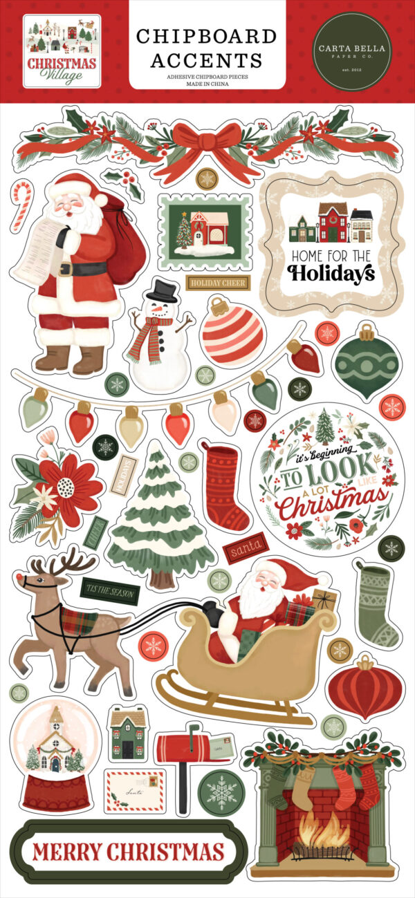 Carta Bella Christmas Village Chipboard Accents