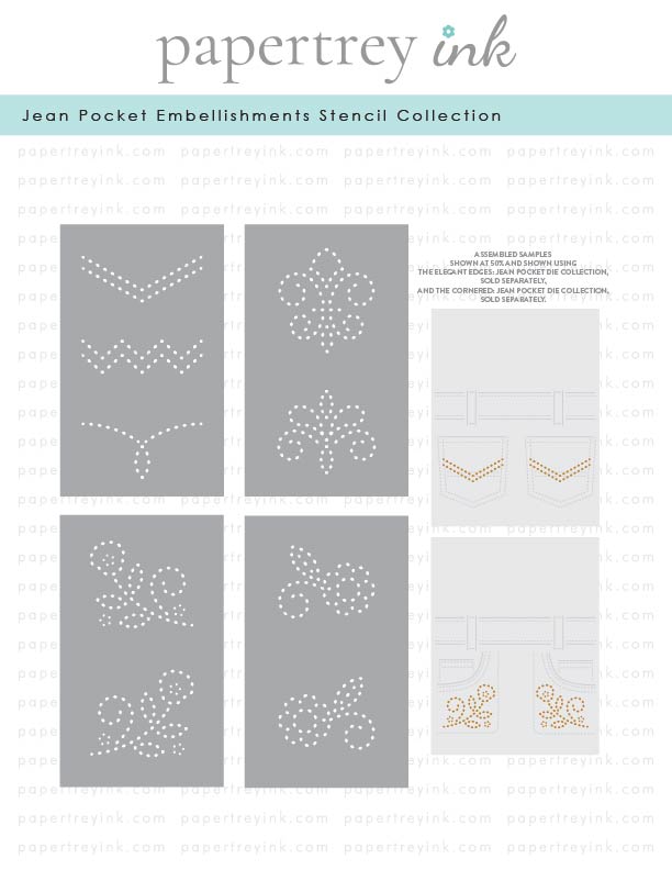 Papertrey Stencil Jean Pocket Embellishments Stencils
