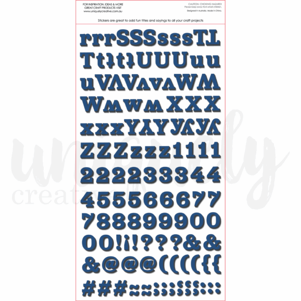 Uniquely Creative Filed Notes Navy Dimensional Alpha Stickers