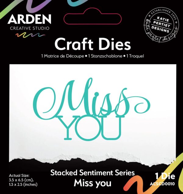 Arden Creative Studio Sentiment Series Stacked Miss You Craft Die