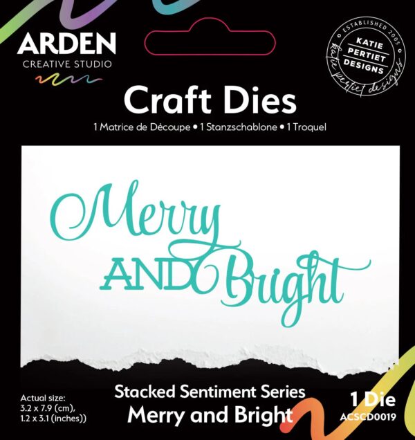 Arden Creative Studio Sentiment Series Stacked Merry and Bright Craft Die