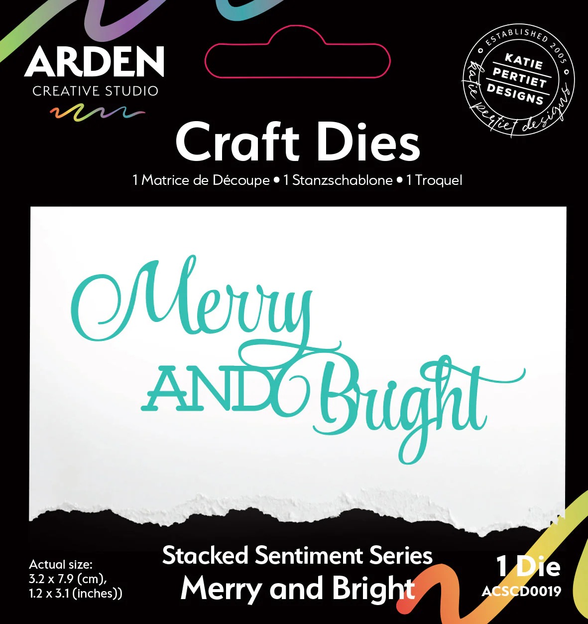 Arden Creative Studio Sentiment Series Stacked Merry and Bright Craft Die
