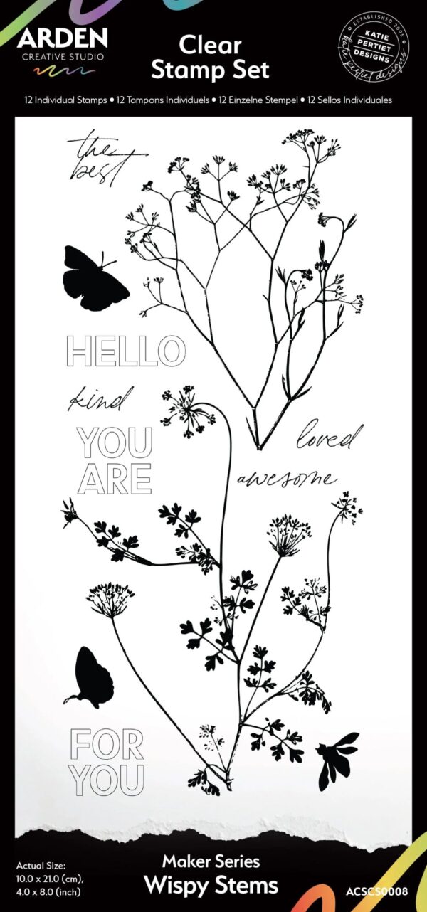 Arden Creative Studio Maker Series Wispy Stems 4 in X 8 in Clear Stamp Set