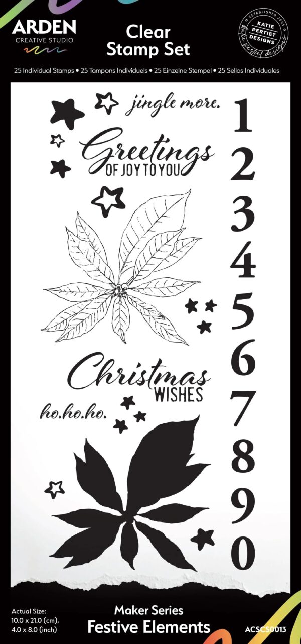 Arden Creative Studio Maker Series Festive Elements 4IN X 8IN Clear Stamp Set