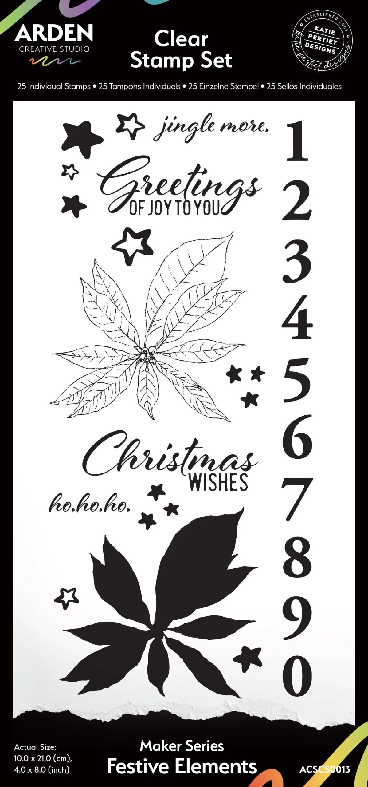 Arden Creative Studio Maker Series Festive Elements 4IN X 8IN Clear Stamp Set