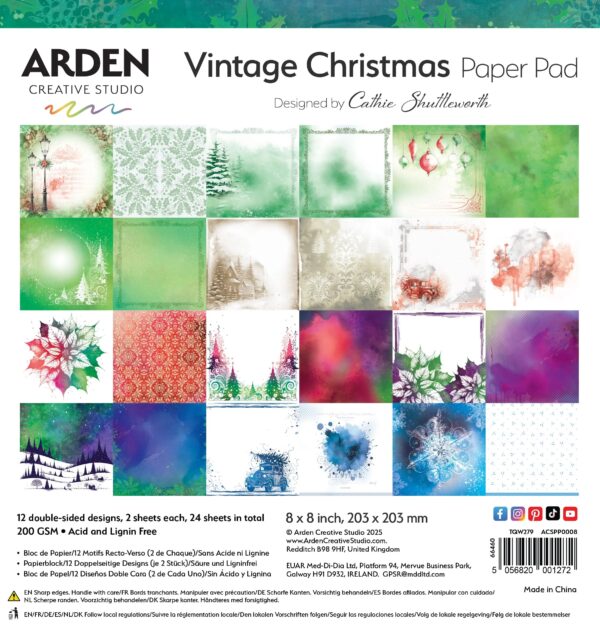Arden Creative Studio Vintage Christmas 8IN X 8IN Paper Pad
