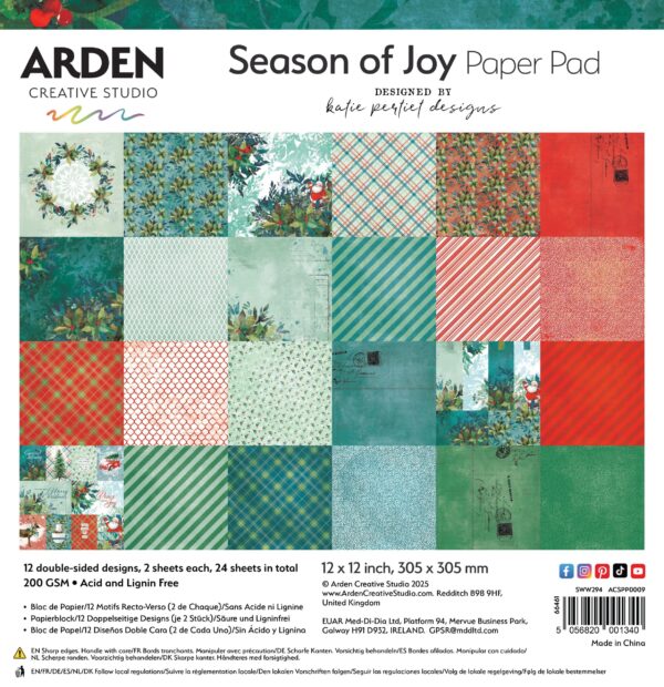 Arden Creative Studio Season of Joy 12IN X 12IN Paper Pad