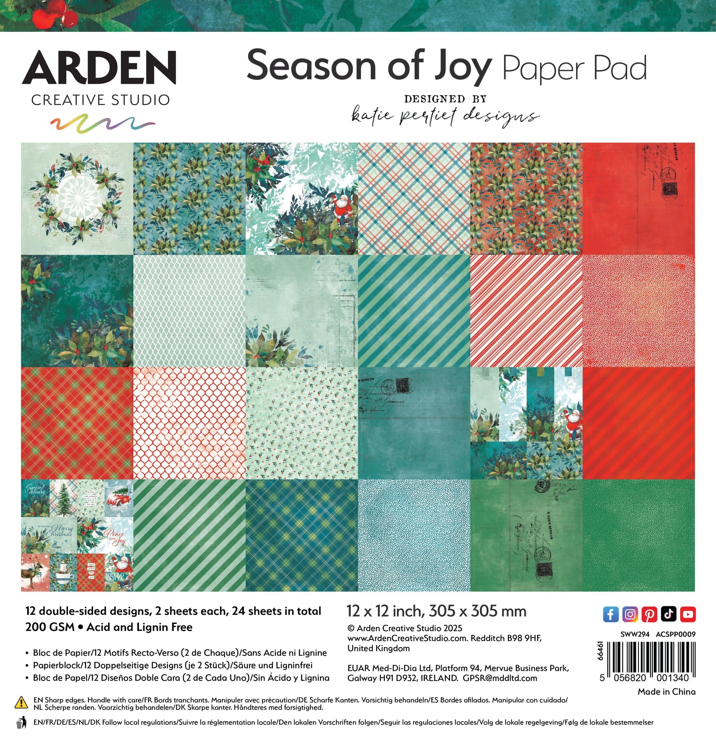 Arden Creative Studio Season of Joy 12IN X 12IN Paper Pad