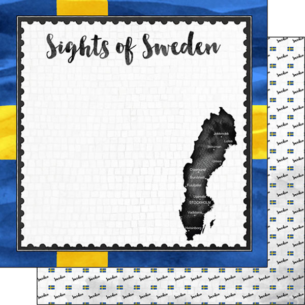 SCRAPBOOK CUSTOMS 12X12 SWEDEN FLAG SIGHTS