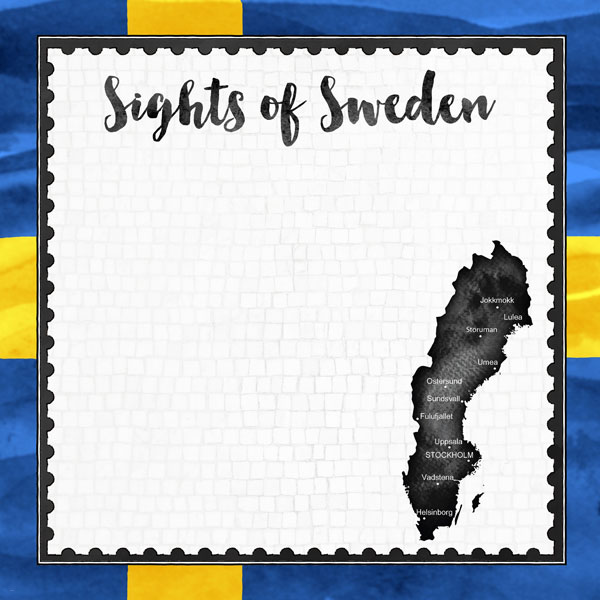SCRAPBOOK CUSTOMS 12X12 SWEDEN FLAG SIGHTS