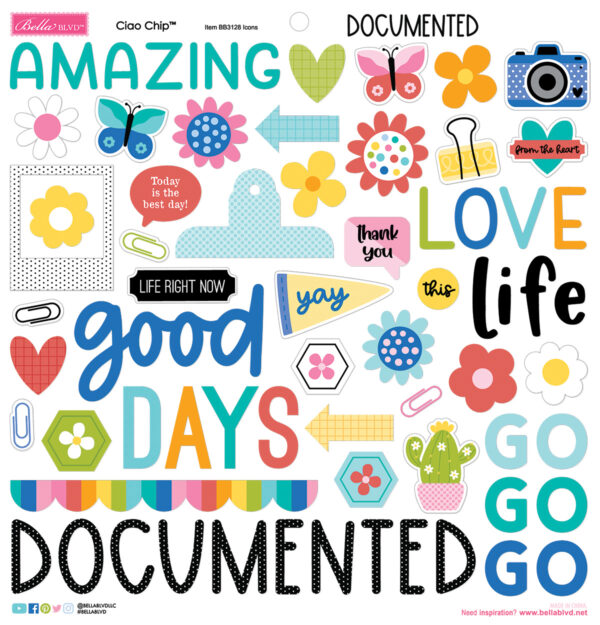 Bella Boulevard Documented Caio Chipboard Icons