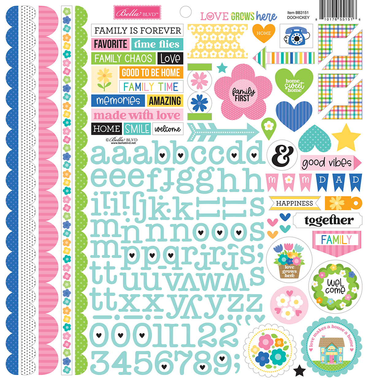 Bella Boulevard Love Grows Here Doohickey Cardstock Stickers