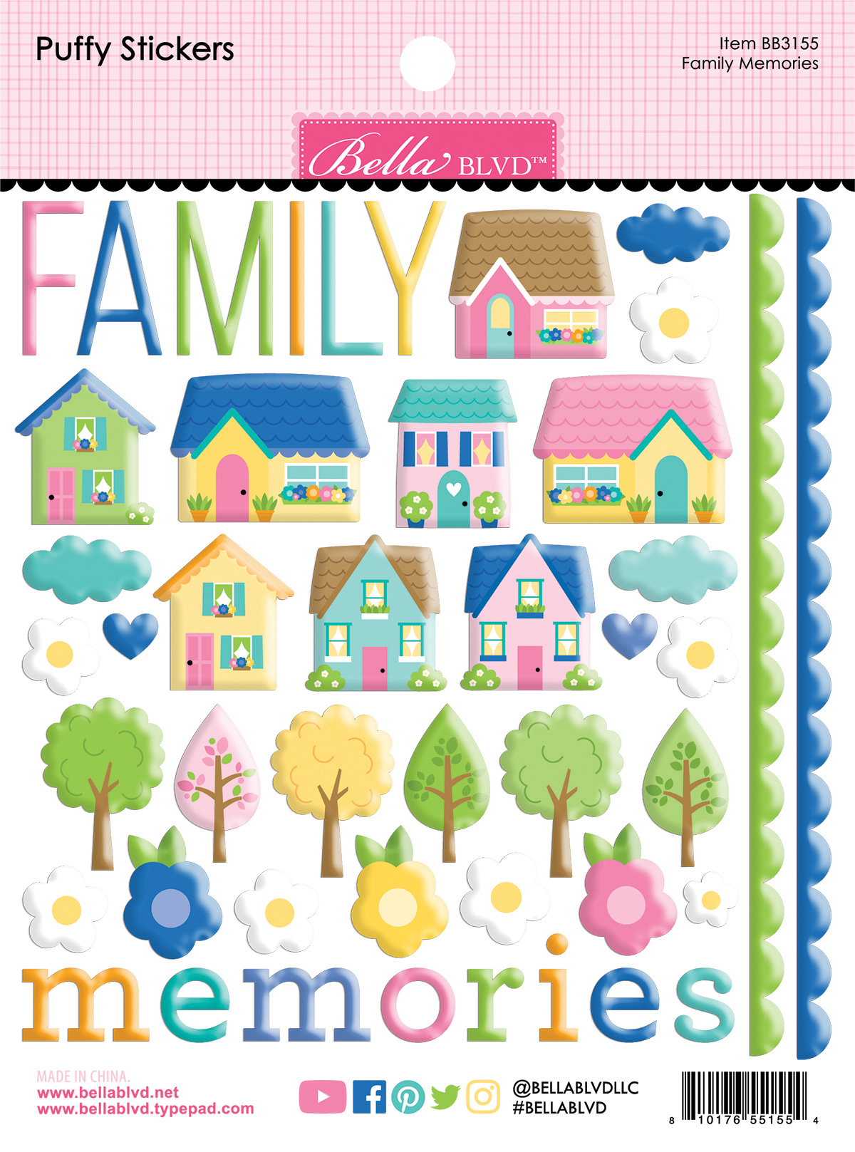 Bella Boulevard Love Grows Family Memories Puffy Stickers