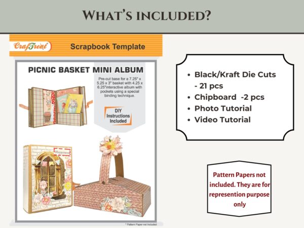 Craftreat Album Base Picnic Basket Mini Album Black