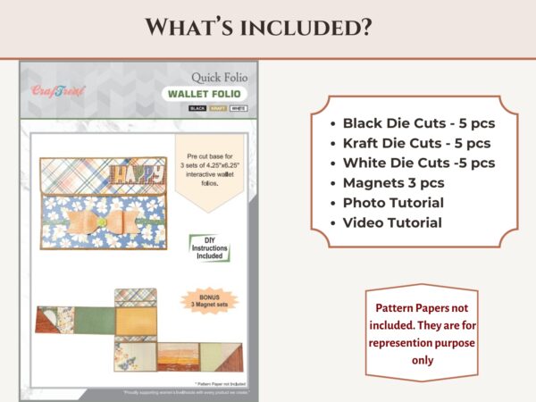 Craftreat Scrapbook Blank Quick Folio Wallet Black, Kraft and White