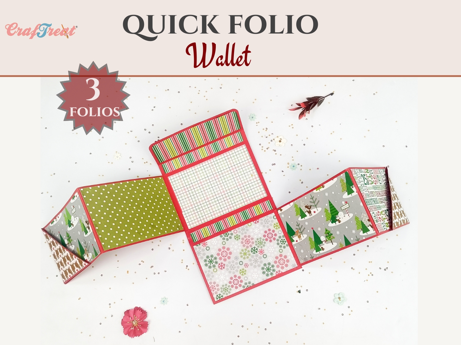 Craftreat Scrapbook Blank Quick Folio Wallet Black, Kraft and White