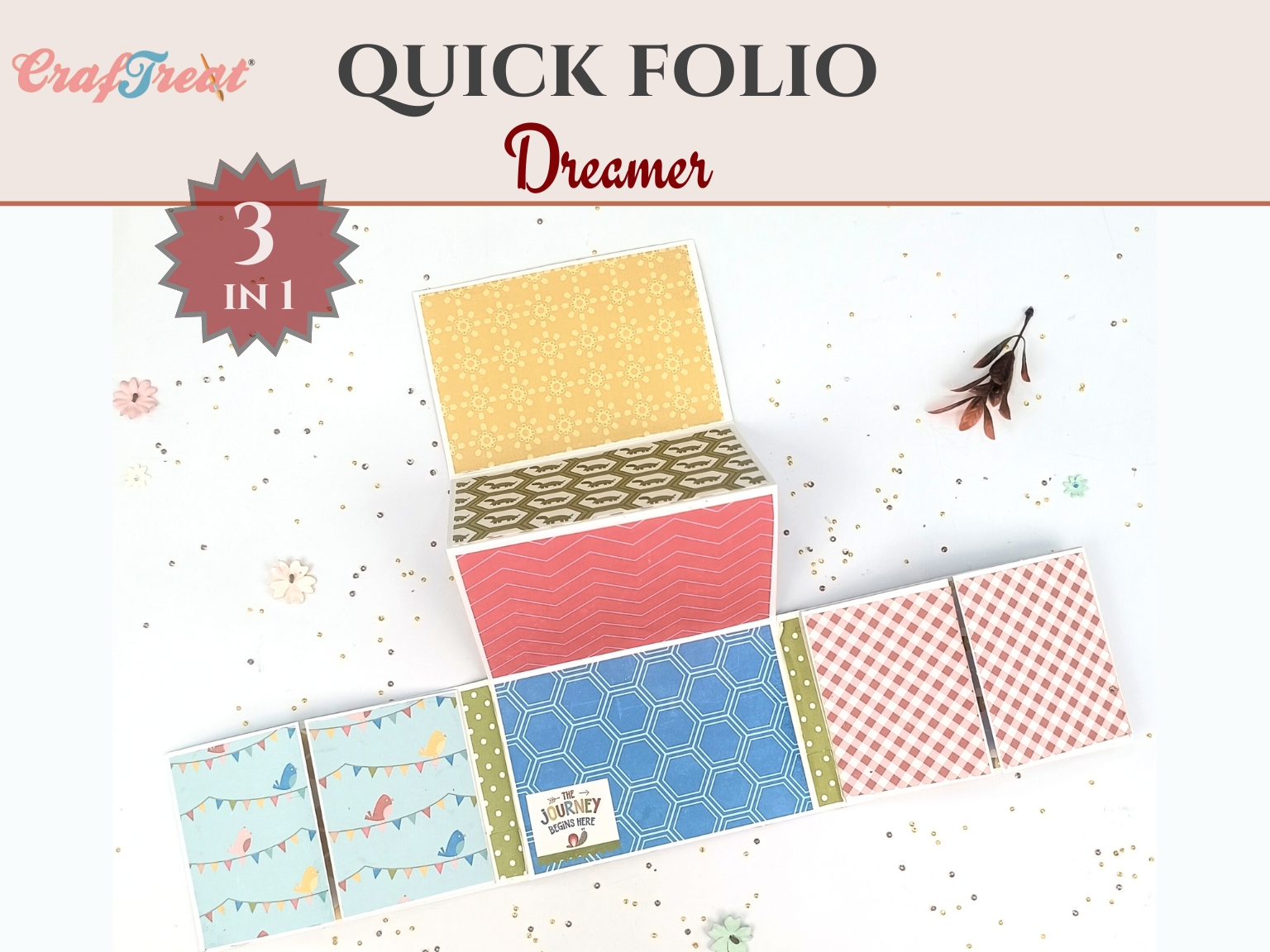 Craftreat Scrapbook Blank Quick Folio Dreamer Black, Kraft and White