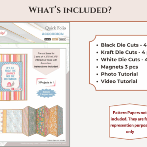 Craftreat Scrapbook Blank Quick Folio Accordion Black, Kraft and White