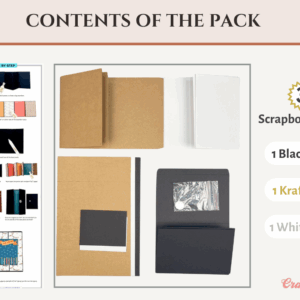 Craftreat Scrapbook Blank Quick Folio Accordion Black, Kraft and White