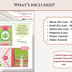 Craftreat Scrapbook Blank Quick Folio Envelope Pocket Black, Kraft and White