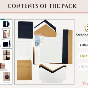 Craftreat Scrapbook Blank Quick Folio Envelope Pocket Black, Kraft and White