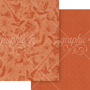 Graphic 45 Ghostly Greetings 12X12 Pumpkin Orange Pattern & Solid Sheet