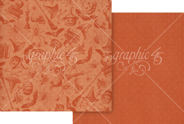 Graphic 45 Ghostly Greetings 12X12 Pumpkin Orange Pattern & Solid Sheet Graphic 45 Ghostly Greetings 12X12 Pumpkin Orange Pattern & Solid Sheet