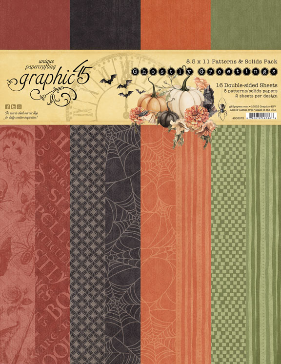 Graphic 45 Ghostly Greetings 8.5 X 11 Patterns & Solids Pack