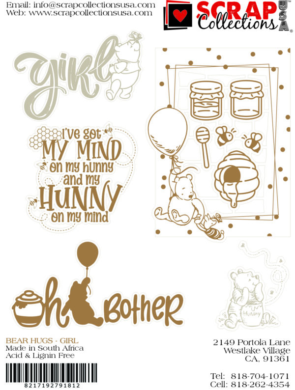 Scrapbook Collections Laser Pack Bear Hugs Girl