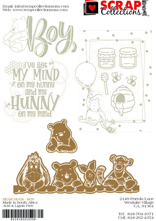 Scrapbook Collections Laser Pack Bear Hugs Boy