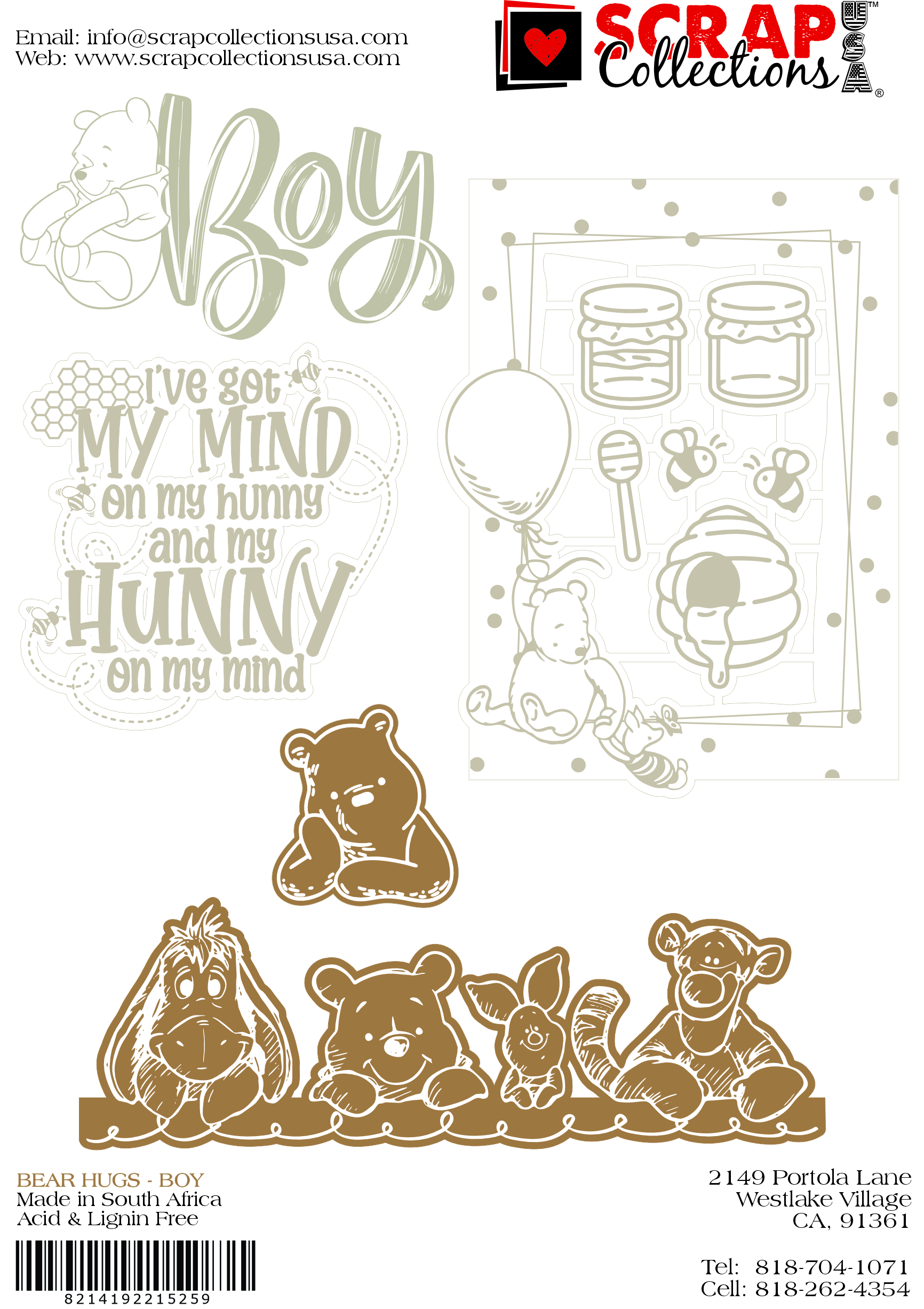 Scrapbook Collections Laser Pack Bear Hugs Boy