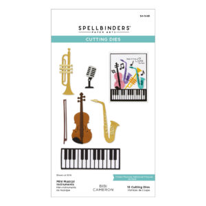 Spellbinders Mini Musical Instruments Etched Dies From the Bibi's Musical Notes Collection By Bibi Cameron