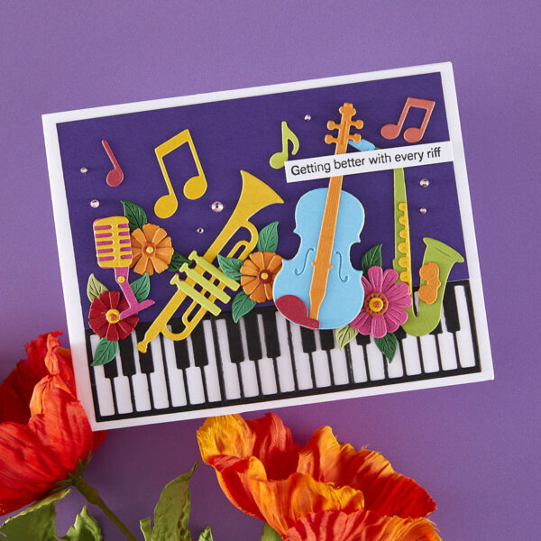 Spellbinders Mini Musical Instruments Etched Dies From the Bibi's Musical Notes Collection By Bibi Cameron