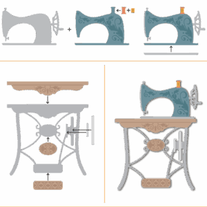Honeybee Die Lovely Layers: Antique Sewing Table