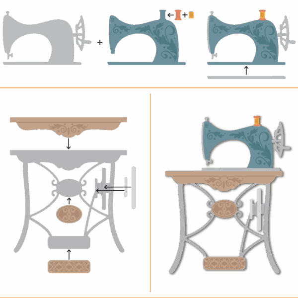 Honeybee Die Lovely Layers: Antique Sewing Table
