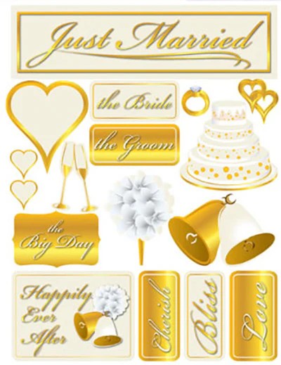 REMINISCE 3-D STICKER JUST MARRIED