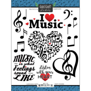 SCRAPBOOK CUSTOMS STICKER I LOVE MUSIC NOTES