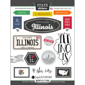 SCRAPBOOK CUSTOMS STATE STICKER ILLINOIS POSTAGE