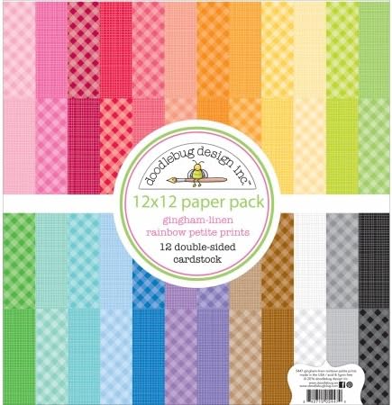 DOODLEBUG GINGHAM LINEN 12X12 RAINBOW PACK