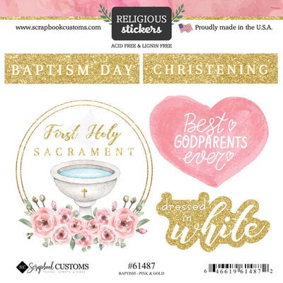 SCRAPBOOK CUSTOMS BAPTISM PINK & GOLD