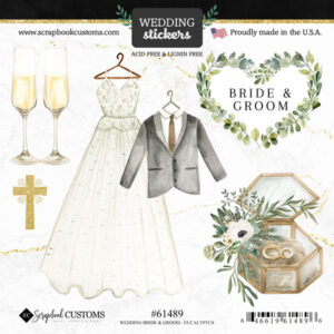 SCRAPBOOK CUSTOMS WEDDING BRIDE & GROOM EUCALYPTUS