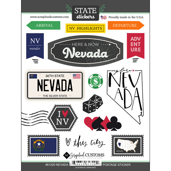 SCRAPBOOK CUSTOMS STATE STICKER NEVADA POSTAGE