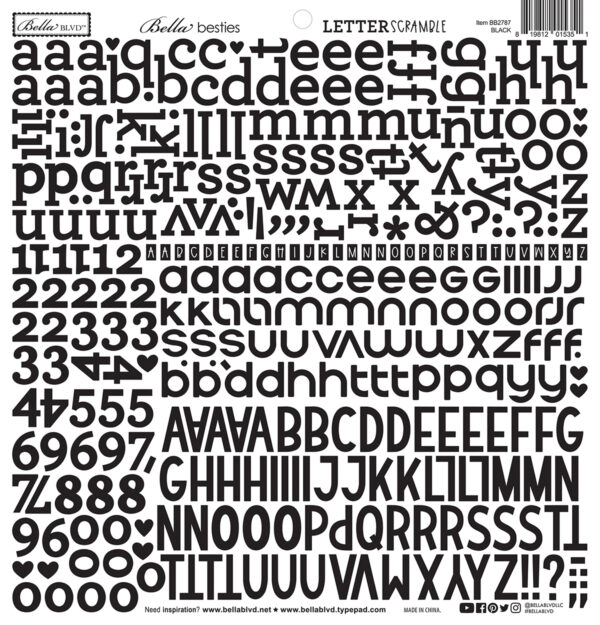 Bella Boulevard Letter Scramble Alpha Stickers Black