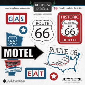 SCRAPBOOK CUSTOMS STICKERS ROUTE 66